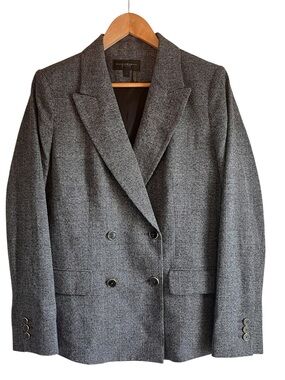 Donna Karan double-breasted boxy plaid blazer size 14 like new condition